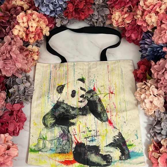 Eco-Friendly Colorful Rain Giant Panda Folding Tote Bag - Picture 2 of 13